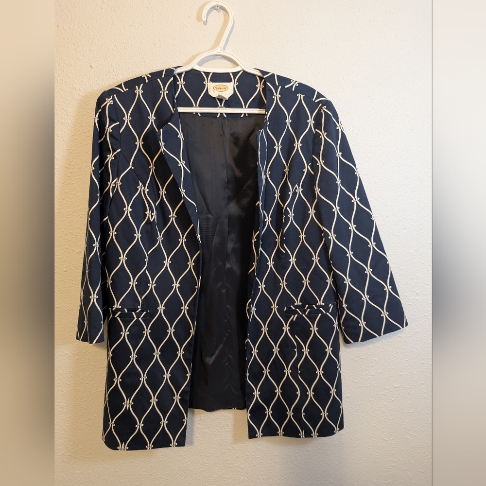 Talbot's Size 12 Navy and White Patterned Women's Coat